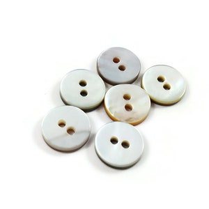 10mm black lip shell buttons, 6 natural shell sewing buttons, 2 holes white buttons