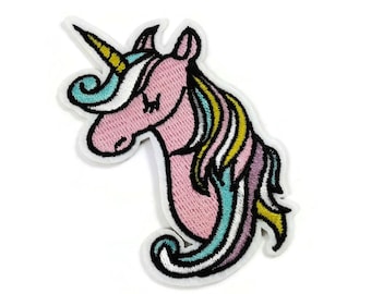 Unicorn iron on patch, embroidered patch, sew on patch, Cute pastel unicorn patch