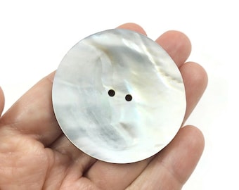 2 inch natural shell buttons, Big mother of pearl sewing buttons, 50mm extra large knitting button