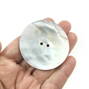 2 inch natural shell buttons, Big mother of pearl sewing buttons, 50mm extra large knitting button image 1