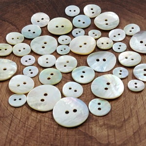 Natural agoya shell buttons, 6 sizes available, Mother of pearl sewing buttons