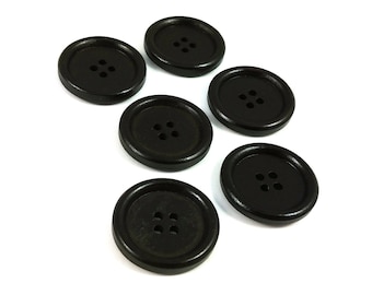 25mm dark wood buttons, 1 inch wooden sewing buttons, Natural brown buttons for knitting