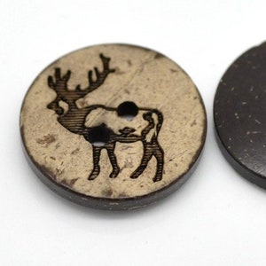 Deer coconut buttons, 18mm rustic wooden buttons, 10pcs elk sewing buttons