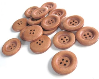 Auburn wooden buttons, 23mm sewing buttons, 6 buttons for knitting