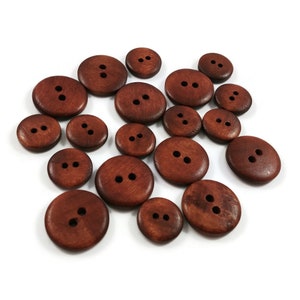 Reddish brown wooden buttons, 15mm, 20mm, Plain round sewing buttons image 3