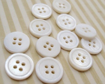 13mm mother of pearl buttons, Natural shell sewing buttons, 4 holes white MOP shirt buttons