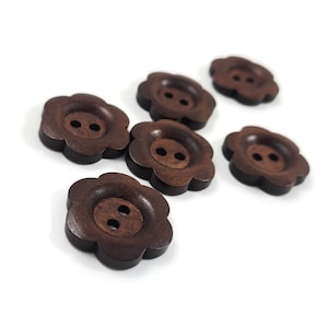 25mm flower shape buttons, Novelty wooden sewing buttons, 1 inch dark brown knitting buttons image 4