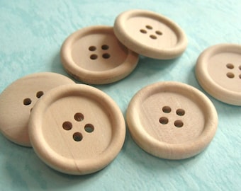 25mm unfinished wood button, 1 inch sewing button, Natural button for knitting