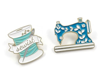 Sewing enamel pin, Fun crafters badge, Sew lover brooch, Cute gift for quilters and dressmakers