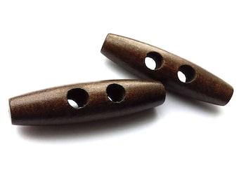 Brown toggle buttons - 50mm big wooden toggle buttons - 2 inches large wood horn buttons