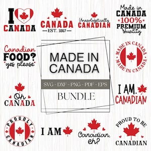 Fabriqué au Canada, lot SVG, fichier de découpe, PNG pour impression, téléchargement immédiat