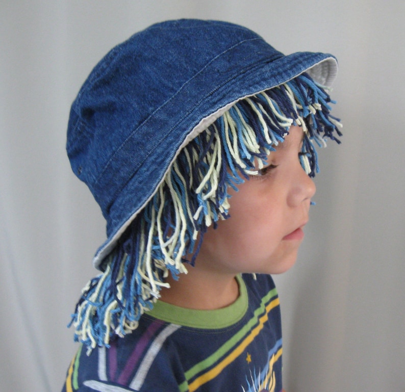 DIY yarn hair wig hat, PDF children sewing tutorial, Party and dress up costume, Instant download image 2