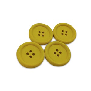 30mm wooden colorful buttons Set of 4 wood sewing buttons Pink, Yellow, Blue, Green, Red, Orange, Fushia Yellow