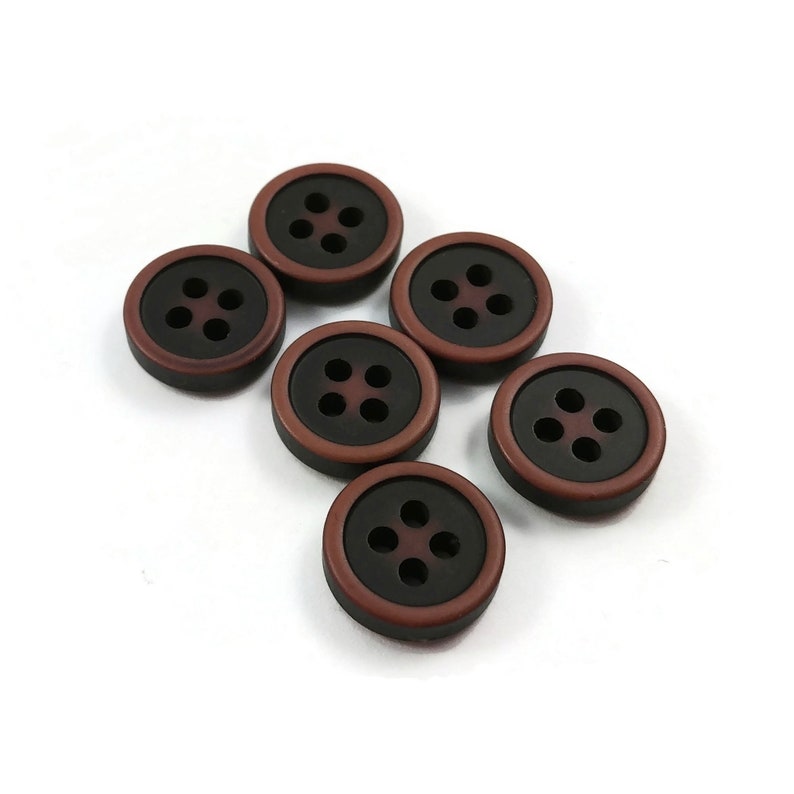 10 dark brown resin sewing buttons Pick your size: 9mm, 10mm or 11mm image 5