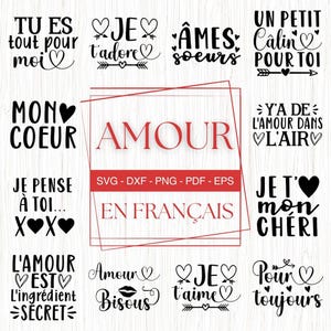 French Love SVG Bundle, Plotterdatei, PNG zum Drucken, Sofort Download