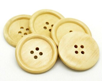 40mm wooden button, Big sewing button, Natural button for knitting
