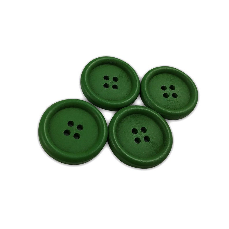 30mm wooden colorful buttons Set of 4 wood sewing buttons Pink, Yellow, Blue, Green, Red, Orange, Fushia Green