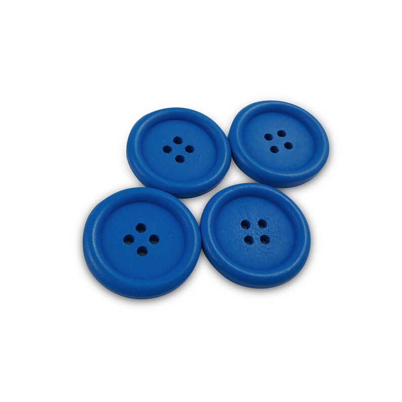 30mm wooden colorful buttons Set of 4 wood sewing buttons Pink, Yellow, Blue, Green, Red, Orange, Fushia Blue