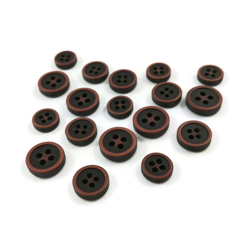 10 dark brown resin sewing buttons Pick your size: 9mm, 10mm or 11mm image 6
