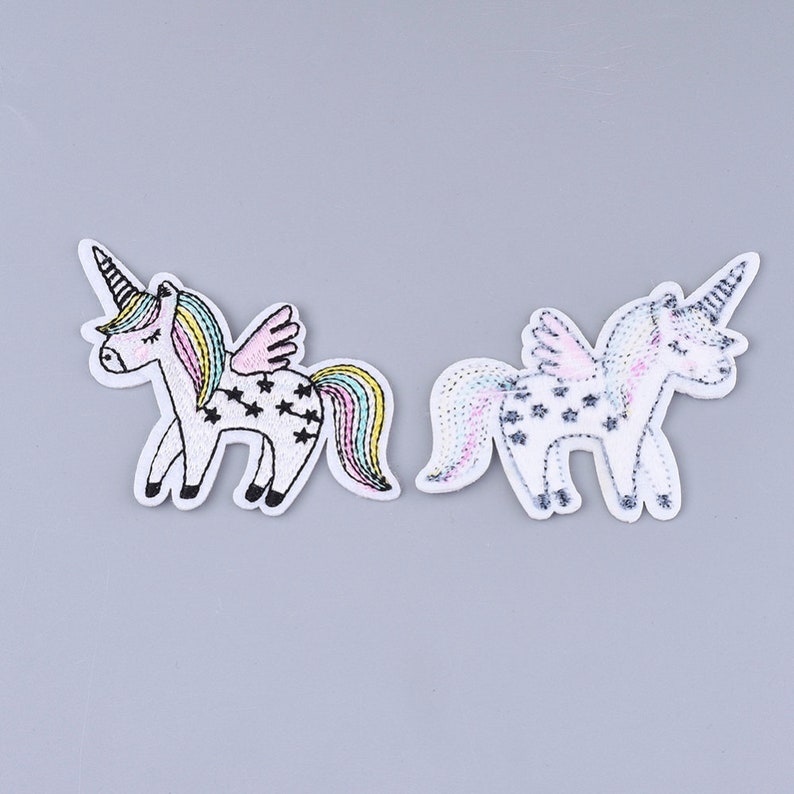 Rainbow unicorn iron on patches, cute embroidered patch, kids sew on patch image 2