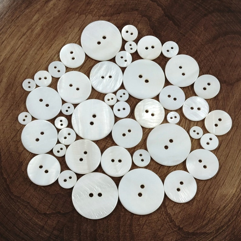 Pear Buttons 18mm Mother of Pearl Buttons, 6 Natural Shell Sewing Buttons, 2 Holes ...