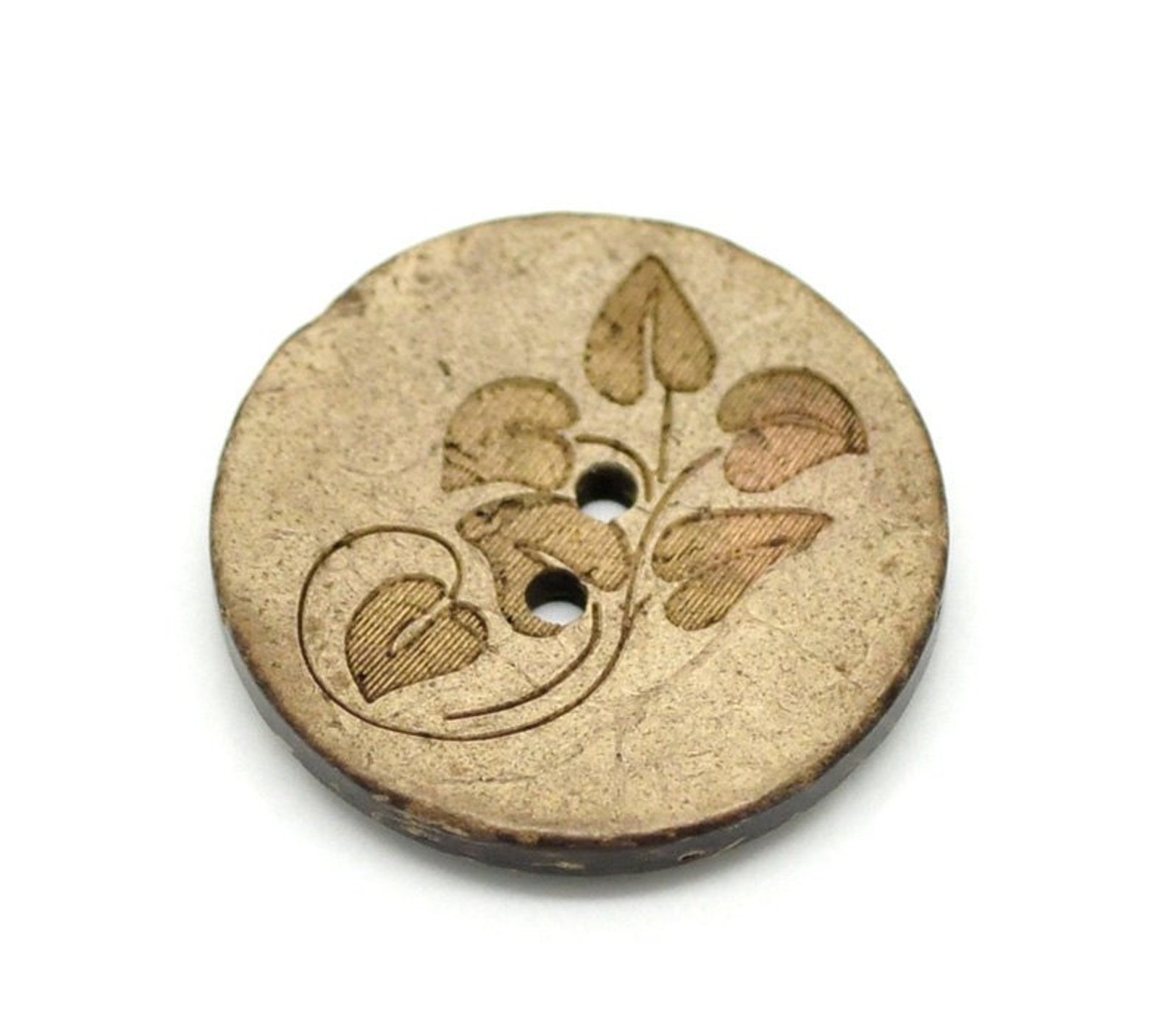 6 Coconut Shell Buttons, 28mm Sunflower Sewing Buttons, Brown Botanical ...
