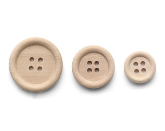 12 Natural unfinished wood buttons 15mm, 20mm or 25mm