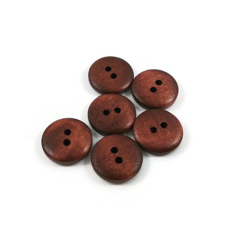 Reddish brown wooden buttons, 15mm, 20mm, Plain round sewing buttons image 5