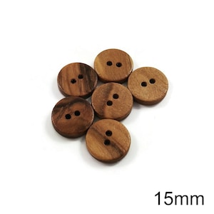 Natural olive wood buttons, 11mm, 13mm, 15mm, 20mm, 25mm, Wooden sewing buttons, Made in Italy 15mm