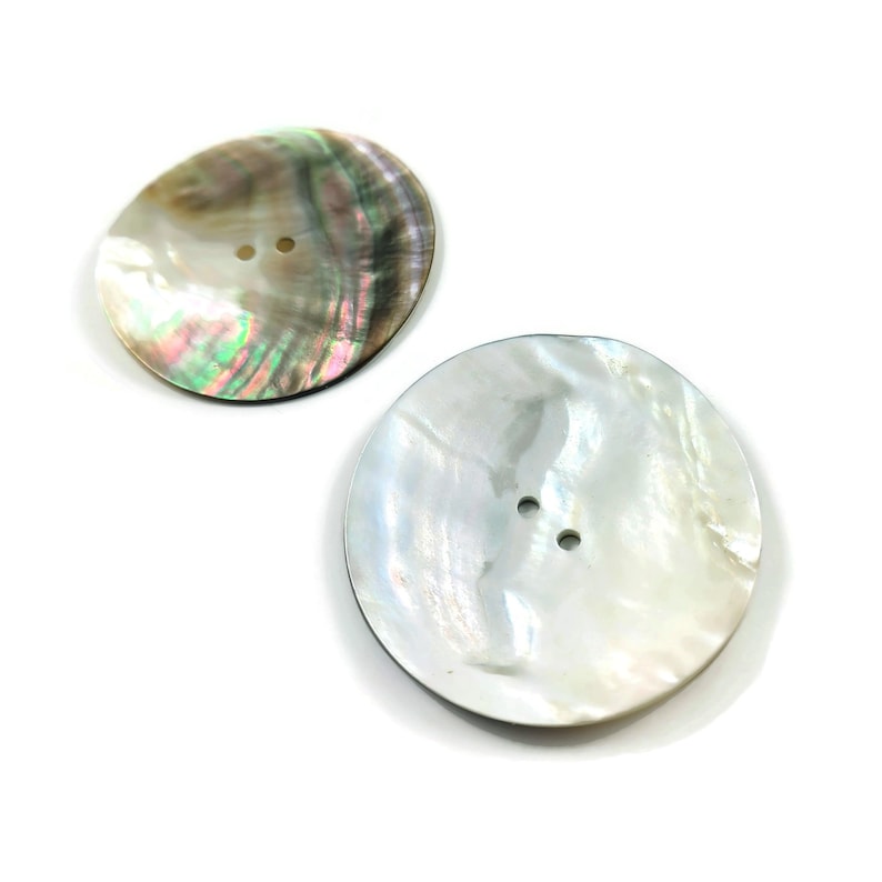 2 inch natural shell buttons, Big mother of pearl sewing buttons, 50mm extra large knitting button image 2