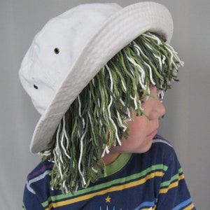 DIY yarn hair wig hat, PDF children sewing tutorial, Party and dress up costume, Instant download image 6