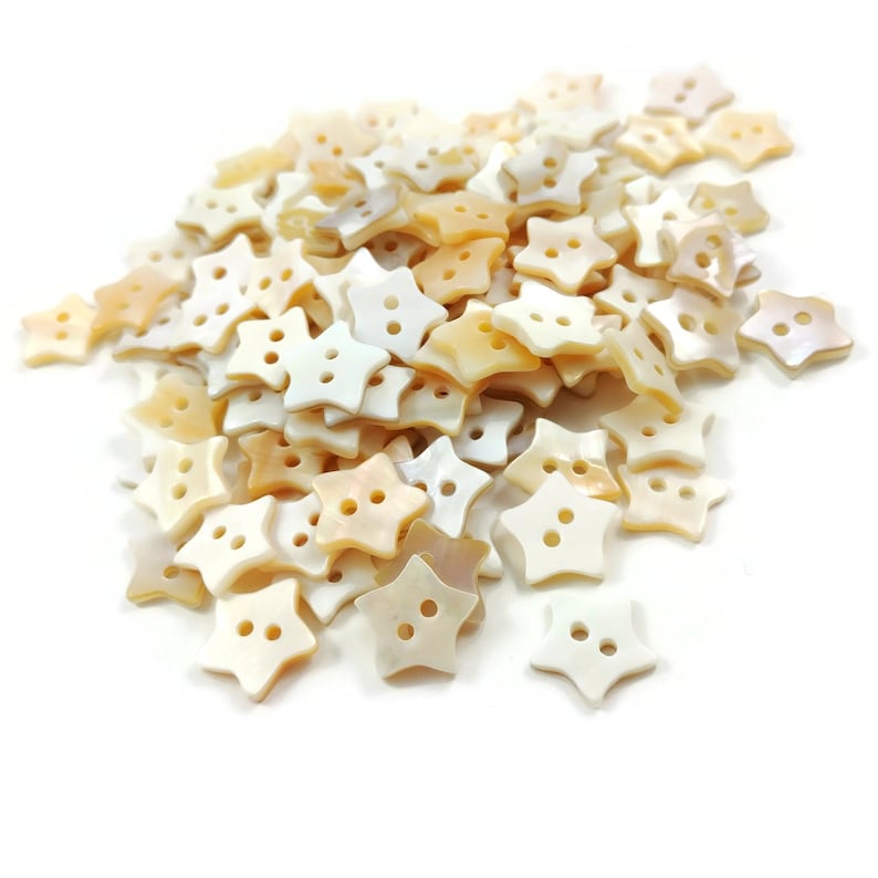 Star Shape Shell Buttons - Freshwater Seashell Color Buttons 12mm - Set ...