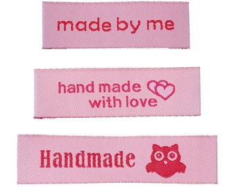 10 Pink woven sewing labels - different styles for choice - Handmade clothing labels