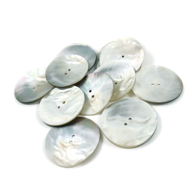 2 inch natural shell buttons, Big mother of pearl sewing buttons, 50mm extra large knitting button image 3