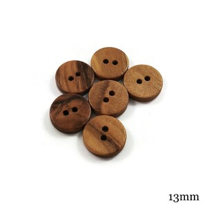 Natural olive wood buttons, 11mm, 13mm, 15mm, 20mm, 25mm, Wooden sewing buttons, Made in Italy 13mm