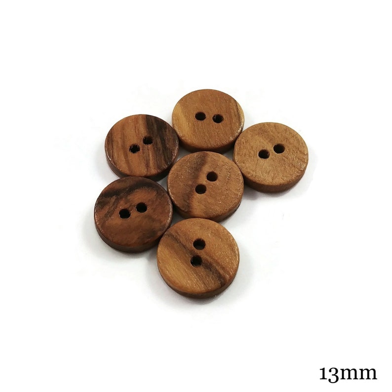 Natural olive wood buttons, 11mm, 13mm, 15mm, 20mm, 25mm, Wooden sewing buttons, Made in Italy 13mm