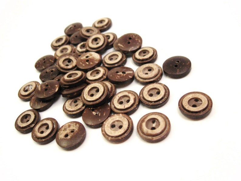10 Brown coconut shell buttons 13 or 15mm Rustic circle wooden sewing buttons image 4