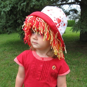 DIY yarn hair wig hat, PDF children sewing tutorial, Party and dress up costume, Instant download image 9