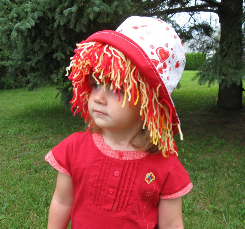 DIY yarn hair wig hat, PDF children sewing tutorial, Party and dress up costume, Instant download image 9