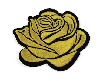 Large rose patch, Flower iron on patch, Embroidered patch, Big rose patch for jackets