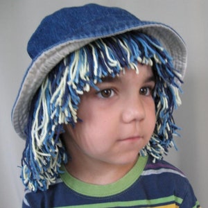 DIY yarn hair wig hat, PDF children sewing tutorial, Party and dress up costume, Instant download image 3