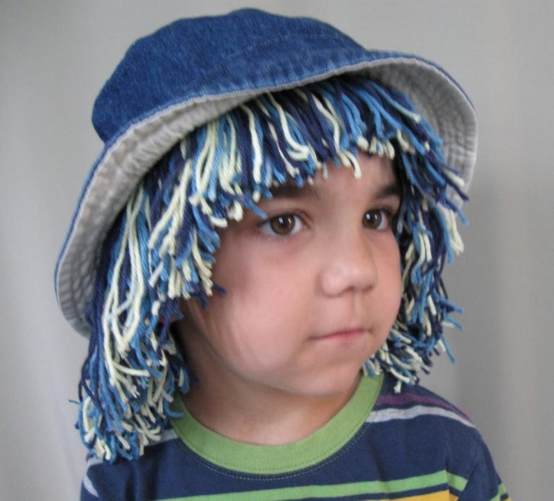 DIY yarn hair wig hat, PDF children sewing tutorial, Party and dress up costume, Instant download image 3