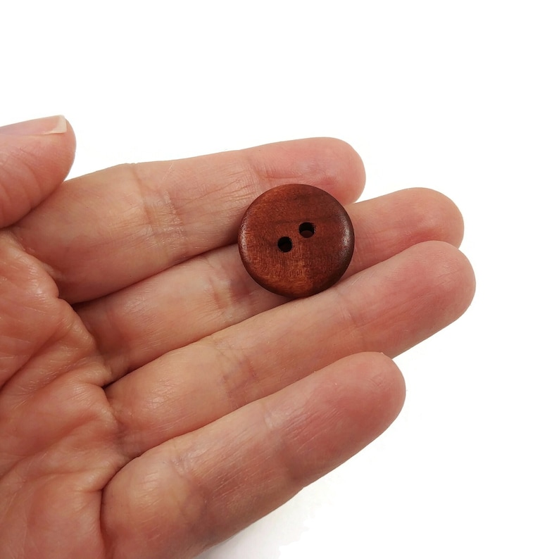 Reddish brown wooden buttons, 15mm, 20mm, Plain round sewing buttons 20mm