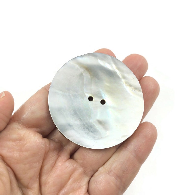 2 inch natural shell buttons, Big mother of pearl sewing buttons, 50mm extra large knitting button image 1