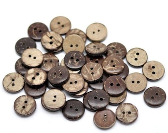 11mm small coconut buttons, 2 holes brown wooden buttons, Natural buttons for knitting