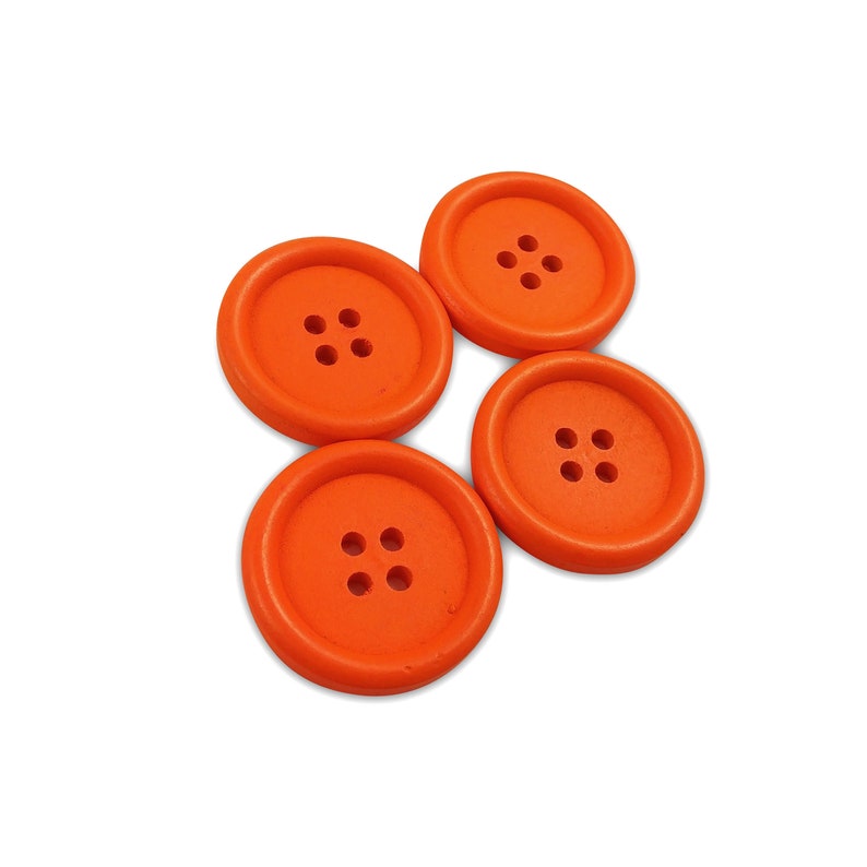 30mm wooden colorful buttons Set of 4 wood sewing buttons Pink, Yellow, Blue, Green, Red, Orange, Fushia Orange