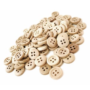 15mm wholesale wooden buttons, 60pcs bulk 4 holes sewing buttons, Natural wood  knitting buttons