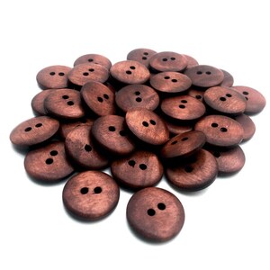 Reddish brown wooden buttons, 15mm, 20mm, Plain round sewing buttons image 2