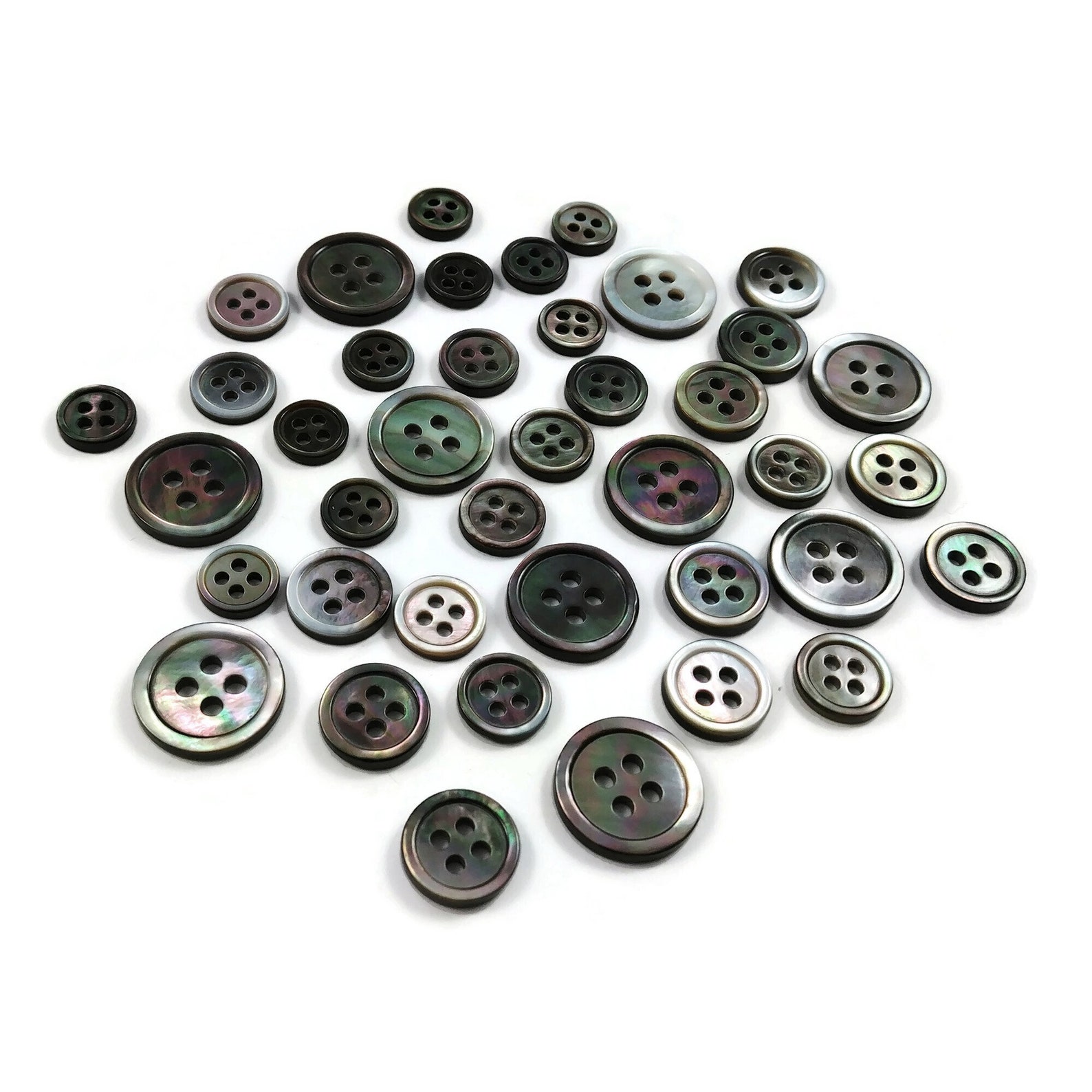 Grey Mother of Pearl Buttons Natural Black Lip Shell Sewing - Etsy