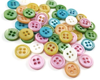 6 Mother of pearl buttons - 10mm shell shirt buttons - blue, green, pink, yellow, orange or white sewing buttons